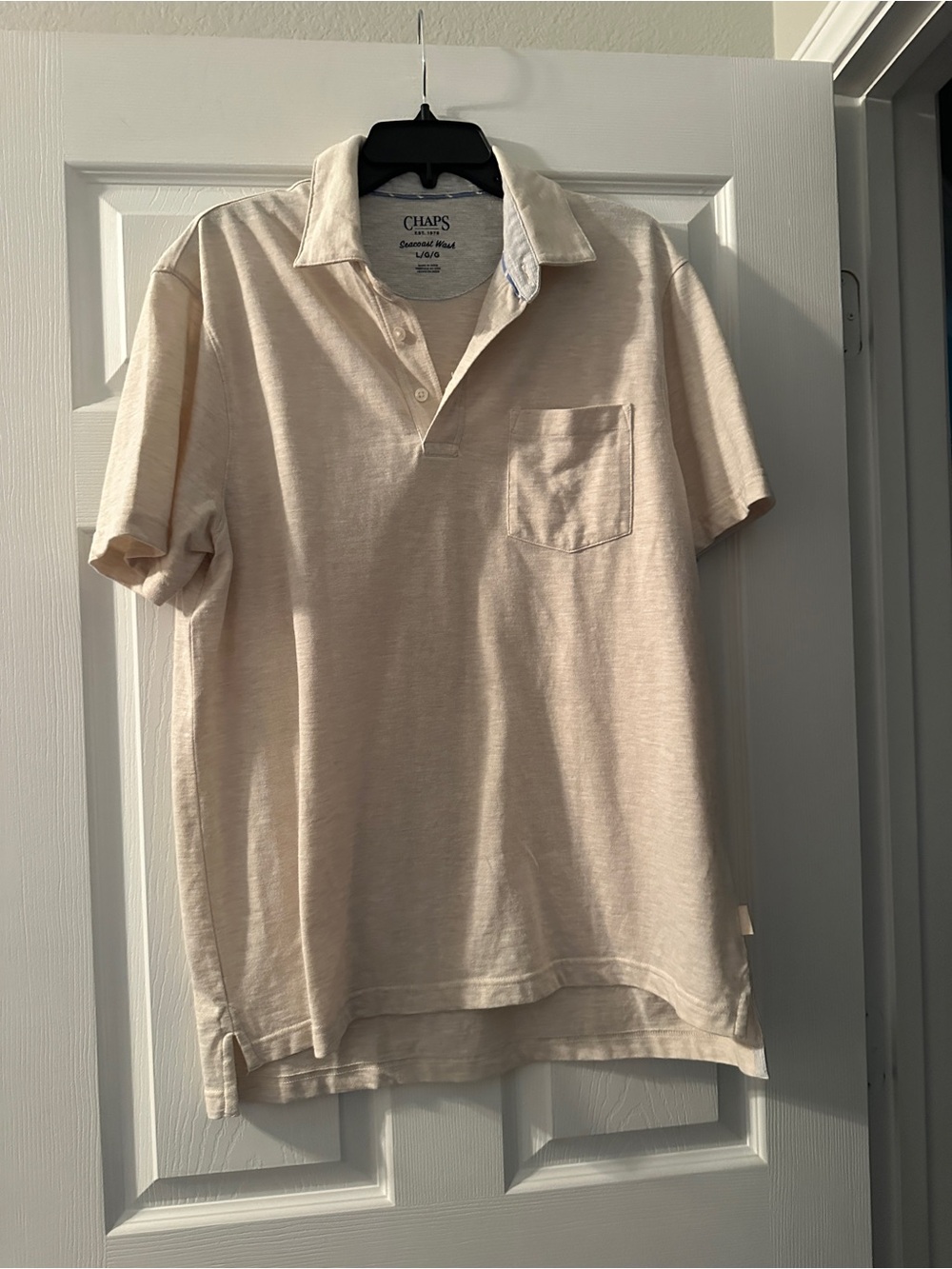 Chaps Men's Cream Polo Shirt with Chest Pocket